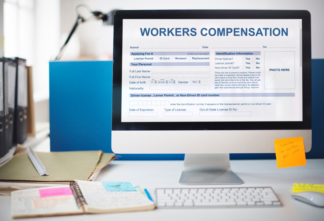 Workers compensation form on a computer screen